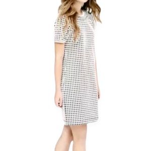 Lou & Grey Window Pane Grid Checked Short Sleeve Dress size women's small